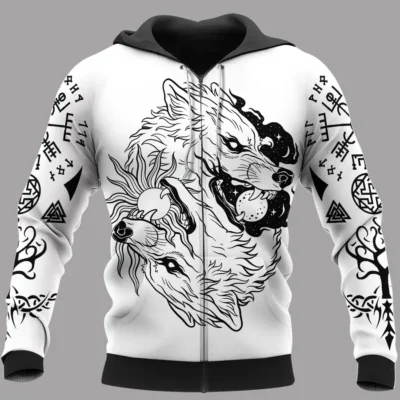 Hoodie Viking – Norse Wolf Design with Axe Norse Power