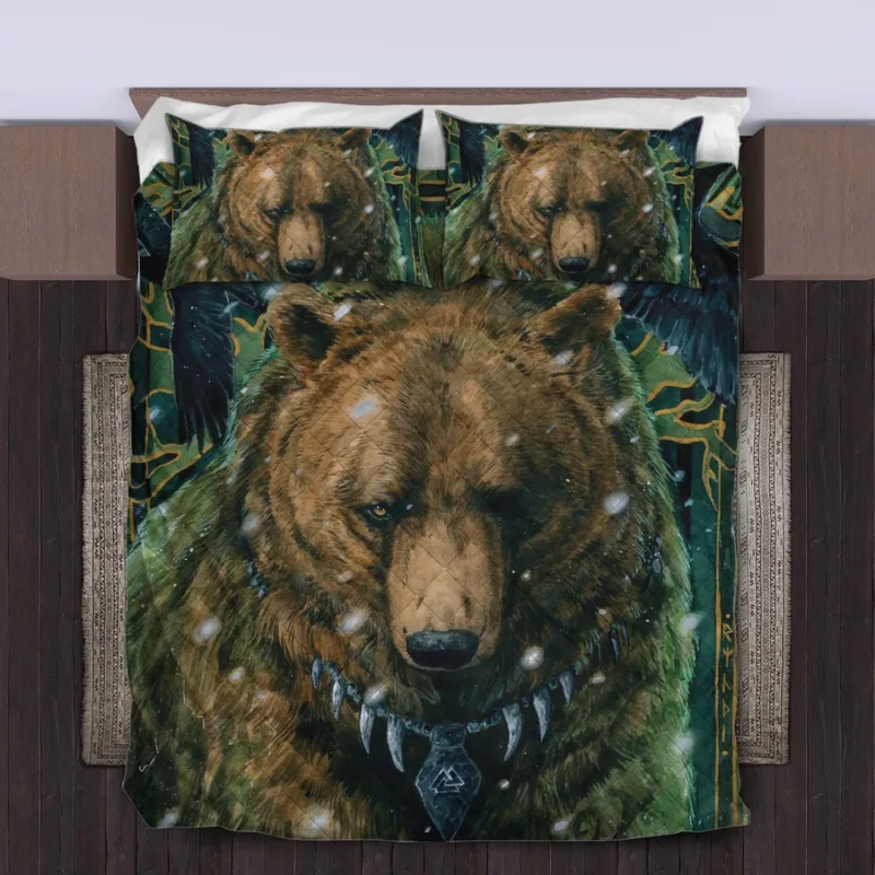 Viking Quilt Bedding Set – Wolf Viking Art Primal Spirit