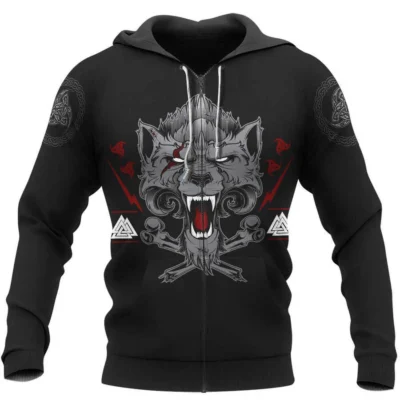 Hoodie Viking – Wolf of Odin – Wolf Hoodies Fierce Spirit