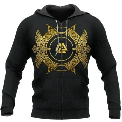 Viking Hoodie – Valknut Norse Raven Hoodie Mystic Legacy