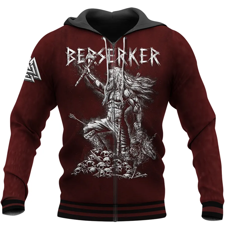 Viking Hoodie - Berserk Hoodie Featuring Berserker Warrior With Axe Viking Hoodie - Berserk Hoodie Featuring Berserker Warrior With Axe