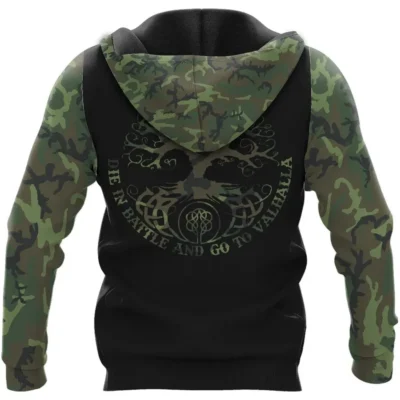 Viking Hoodie – Hoodie Skull Camo – Yggdrasil Art Legendary Style