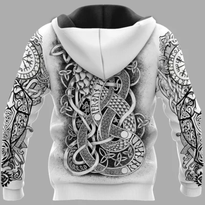 Viking Hoodie - Jormungandr Drawing Serpent Power Design