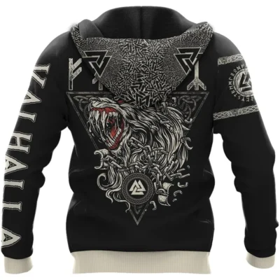 Viking Hoodie – Norse Raven Wolf Hoodie Primal Fusion