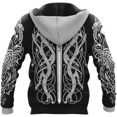 Viking Hoodie – Odin Norse Raven – Norse Wolf Art Legendary Style