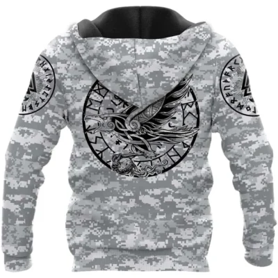 Viking Hoodie – Valknut Rune – Warrior Never Give Up