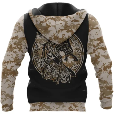 Viking Hoodie – Viking Skull Art with Jormungandr Symbol