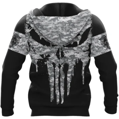 Viking Hoodie – Viking Skull Drawing Camo – Legendary Street Style