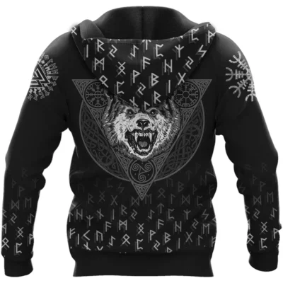Viking Hoodie – Viking Wolf Rune Fierce Spirit Design