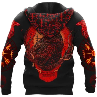 Viking Hoodies – Sons of Ragnar – Norse Rune Raven Skull