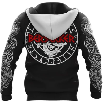 Viking Hoodies – Viking Skull Art – Berserker Hoodie Savage Spirit