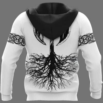 Viking Hoodies – Viking Skull Drawing – Norse Yggdrasil Tree Legend