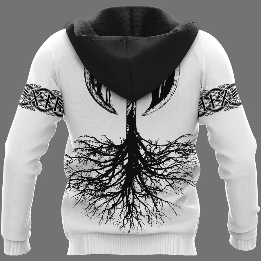 Viking Hoodies – Viking Skull Drawing – Norse Yggdrasil Tree Legend Viking Hoodies – Viking Skull Drawing – Norse Yggdrasil Tree Legend