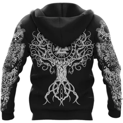 Viking Hoodies – Viking Skull Drawing – Yggdrasil Art Timeless Power