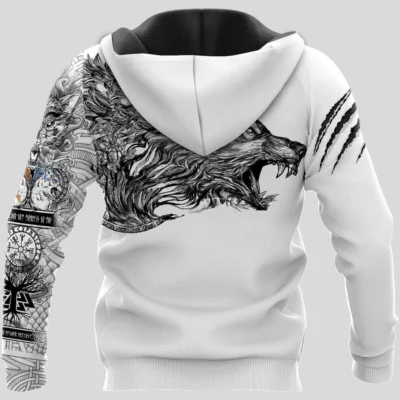 Viking Hoodies – Wolf Hoodie – Norse Wolf Design Wild Legacy