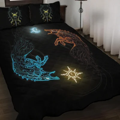Viking Quilt Bedding Set - Norse Wolf Design - Sköll and Hati