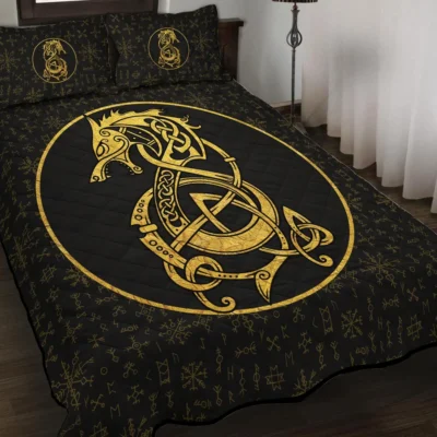 Viking Quilt Bedding Set – Art Fenrir Viking Rune Primal Power Viking Quilt Bedding Set – Art Fenrir Viking Rune Primal Power