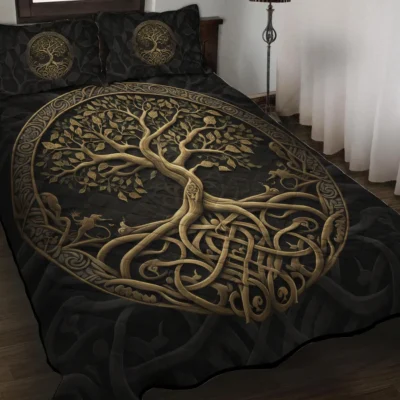 Viking Quilt Bedding Set – Art Tree of Life Quilt Eternal Roots