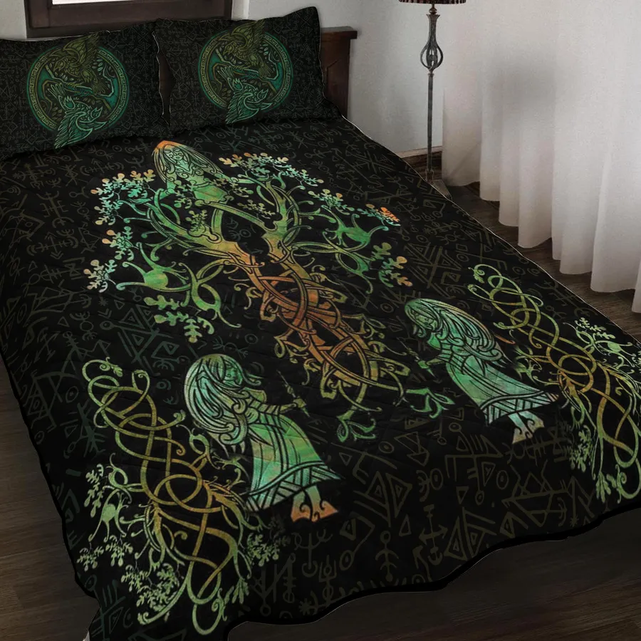 Viking Quilt Bedding Set – Art Tree of Life – Norse Raven Wisdom Viking Quilt Bedding Set – Art Tree of Life – Norse Raven Wisdom