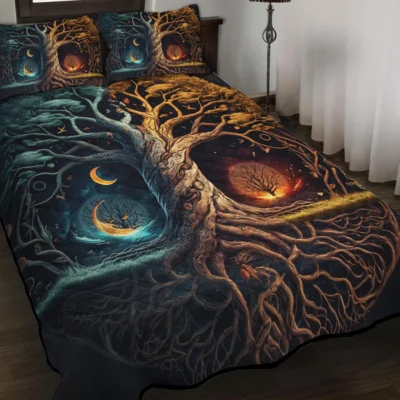 Viking Quilt Bedding Set – Art Yggdrasil Eternal Roots