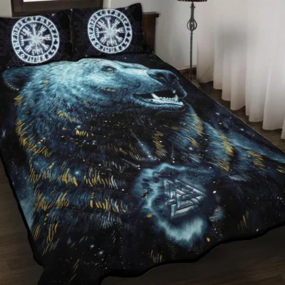Viking Quilt Bedding Set – Bear Viking Valknut Warrior Spirit