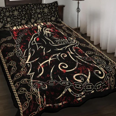 Viking Quilt Bedding Set – Fenrir Rune Untamed Strength Viking Quilt Bedding Set – Fenrir Rune Untamed Strength