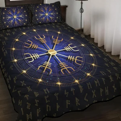 Viking Quilt Bedding Set – Helm of Awe Norse Sacred Strength