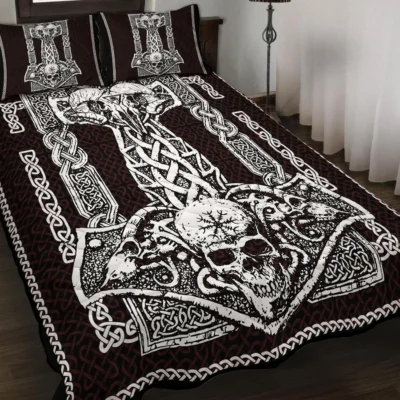 Viking Quilt Bedding Set – Mjolnir Drawing Thunder Power