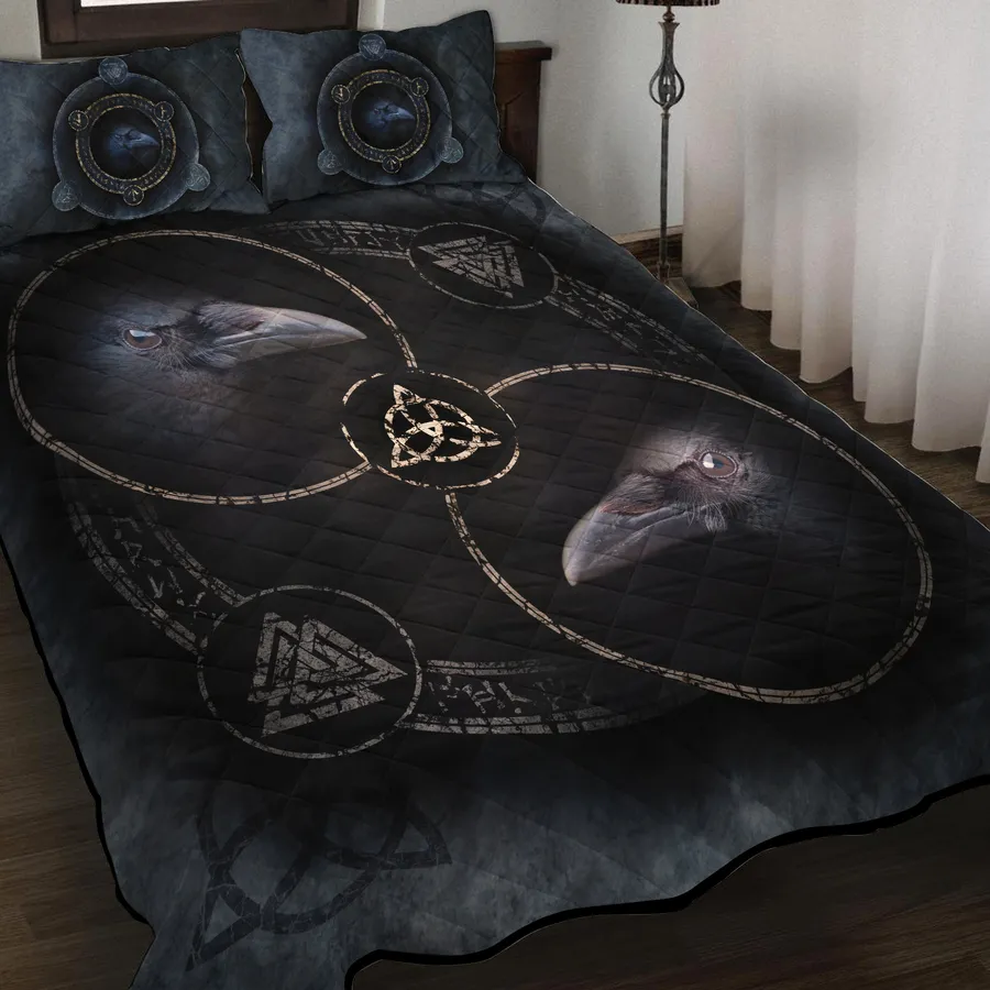 Viking Quilt Bedding Set – Munin and Hugin Raven Guardians Viking Quilt Bedding Set – Munin and Hugin Raven Guardians