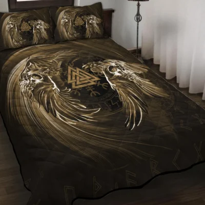 Viking Quilt Bedding Set – Munin and Hugin Raven Guardians Viking Quilt Bedding Set – Munin and Hugin Raven Guardians