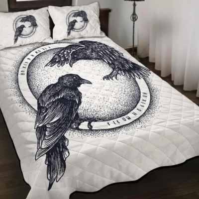 Viking Quilt Bedding Set – Munin and Hugin Raven Guardians