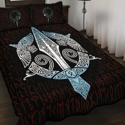 Viking Quilt Bedding Set – Munin and Hugin – Viking Celtic Legendary Guardians Viking Quilt Bedding Set – Munin and Hugin – Viking Celtic Legendary Guardians