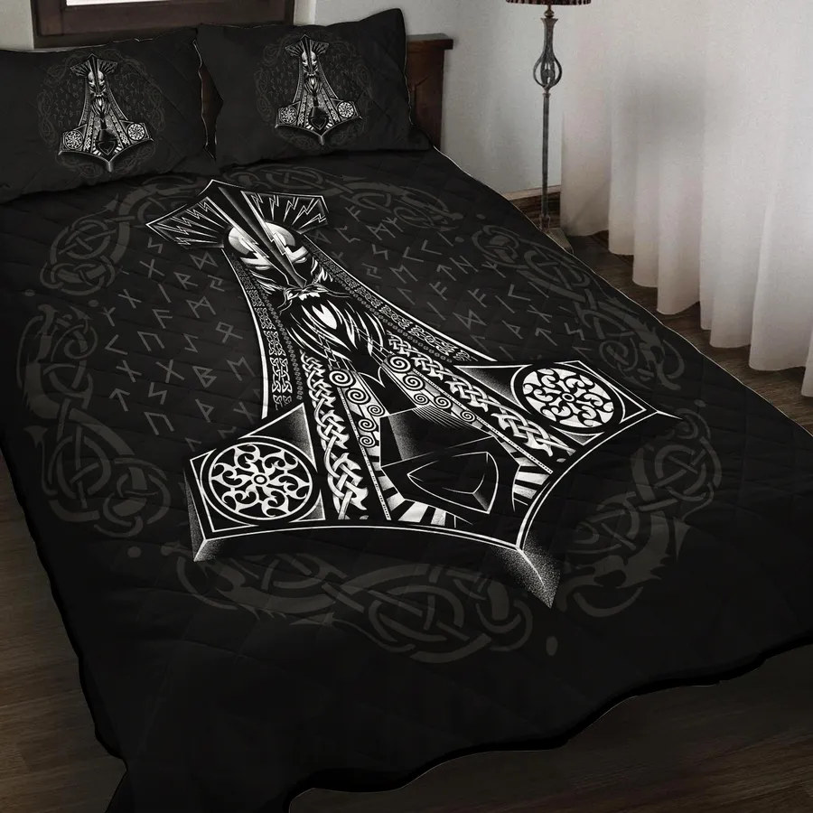 Viking Quilt Bedding Set – Mythos Mjolnir Thunder Legend Viking Quilt Bedding Set – Mythos Mjolnir Thunder Legend