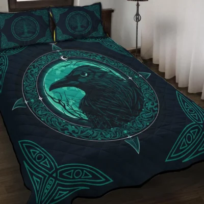 Viking Quilt Bedding Set – Norse Raven Design Timeless Wisdom