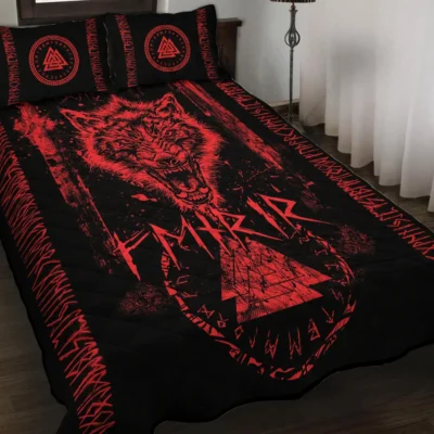 Viking Quilt Bedding Set – Norse Raven Mystic Design