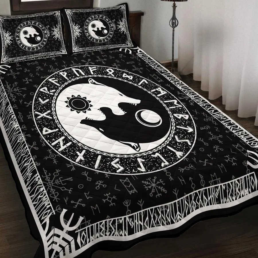 Viking Quilt Bedding Set – Norse Wolf Design Primal Spirit Viking Quilt Bedding Set – Norse Wolf Design Primal Spirit