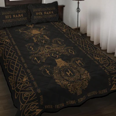 Viking Quilt Bedding Set – Norse Yggdrasil Tree Eternal Roots