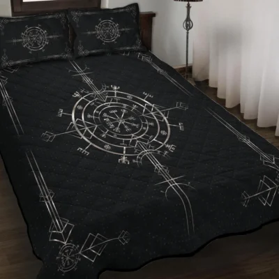 Viking Quilt Bedding Set – Silver Compass Nordic Timeless Guide