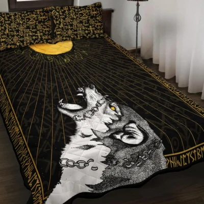 Viking Quilt Bedding Set – Skoll Chasing the Sun Legendary Saga