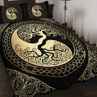Viking Quilt Bedding Set – Tree of Life Yin Yang Harmony