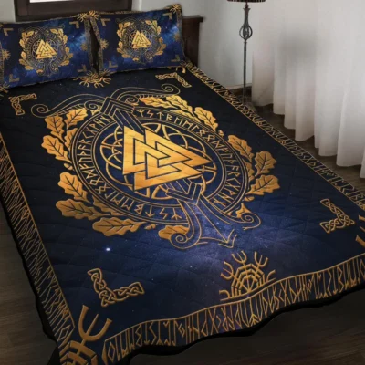 Viking Quilt Bedding Set – Valknut Norse Symbol Eternal Valor