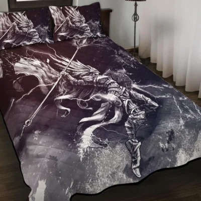 Viking Quilt Bedding Set – Valkyrie Drawing Courageous Spirit