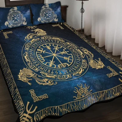 Viking Quilt Bedding Set – Vegvisir Norse Guiding Rune