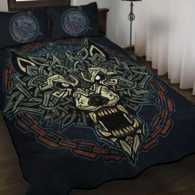 Viking Quilt Bedding Set – Viking Celtic Art Fenrir Wild Heritage Viking Quilt Bedding Set – Viking Celtic Art Fenrir Wild Heritage