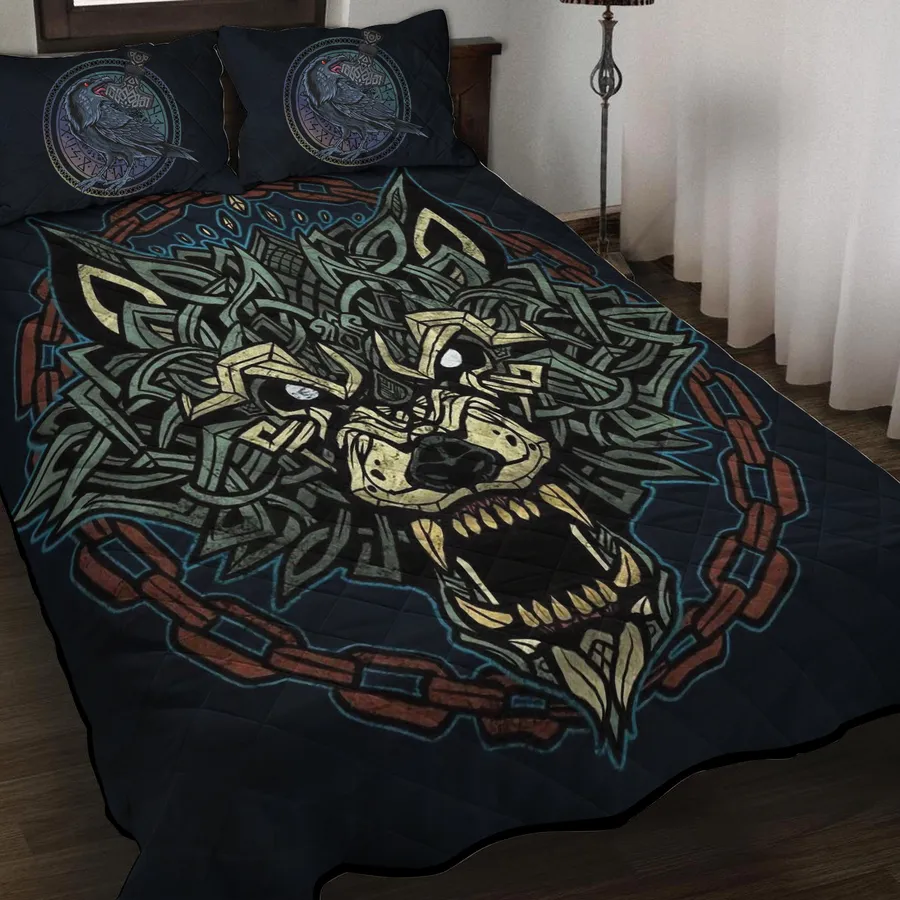 Viking Quilt Bedding Set – Viking Celtic Art Fenrir Wild Heritage Viking Quilt Bedding Set – Viking Celtic Art Fenrir Wild Heritage