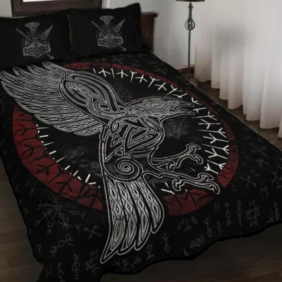 Viking Quilt Bedding Set – Viking Celtic Raven Mystic Design Viking Quilt Bedding Set – Viking Celtic Raven Mystic Design