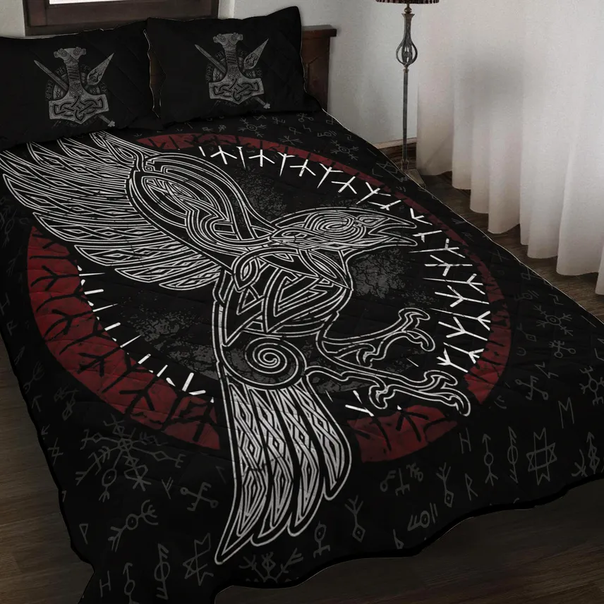 Viking Quilt Bedding Set – Viking Celtic Raven Mystic Design Viking Quilt Bedding Set – Viking Celtic Raven Mystic Design
