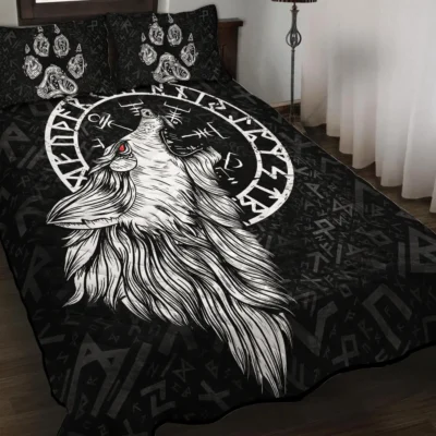 Viking Quilt Bedding Set – Viking Rune Wolf Fierce Legacy Viking Quilt Bedding Set – Viking Rune Wolf Fierce Legacy