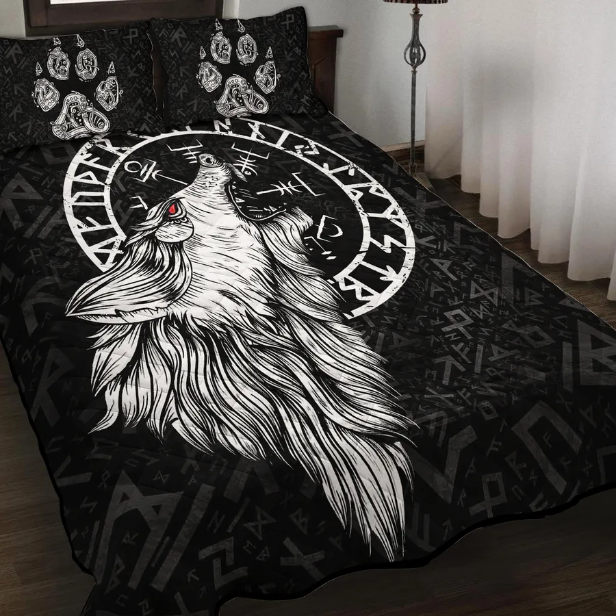 Viking Quilt Bedding Set – Viking Rune Wolf Fierce Legacy Viking Quilt Bedding Set – Viking Rune Wolf Fierce Legacy