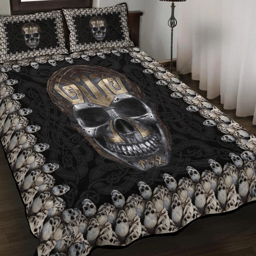 Viking Quilt Bedding Set – Viking Skull Art Fearless Spirit Viking Quilt Bedding Set – Viking Skull Art Fearless Spirit